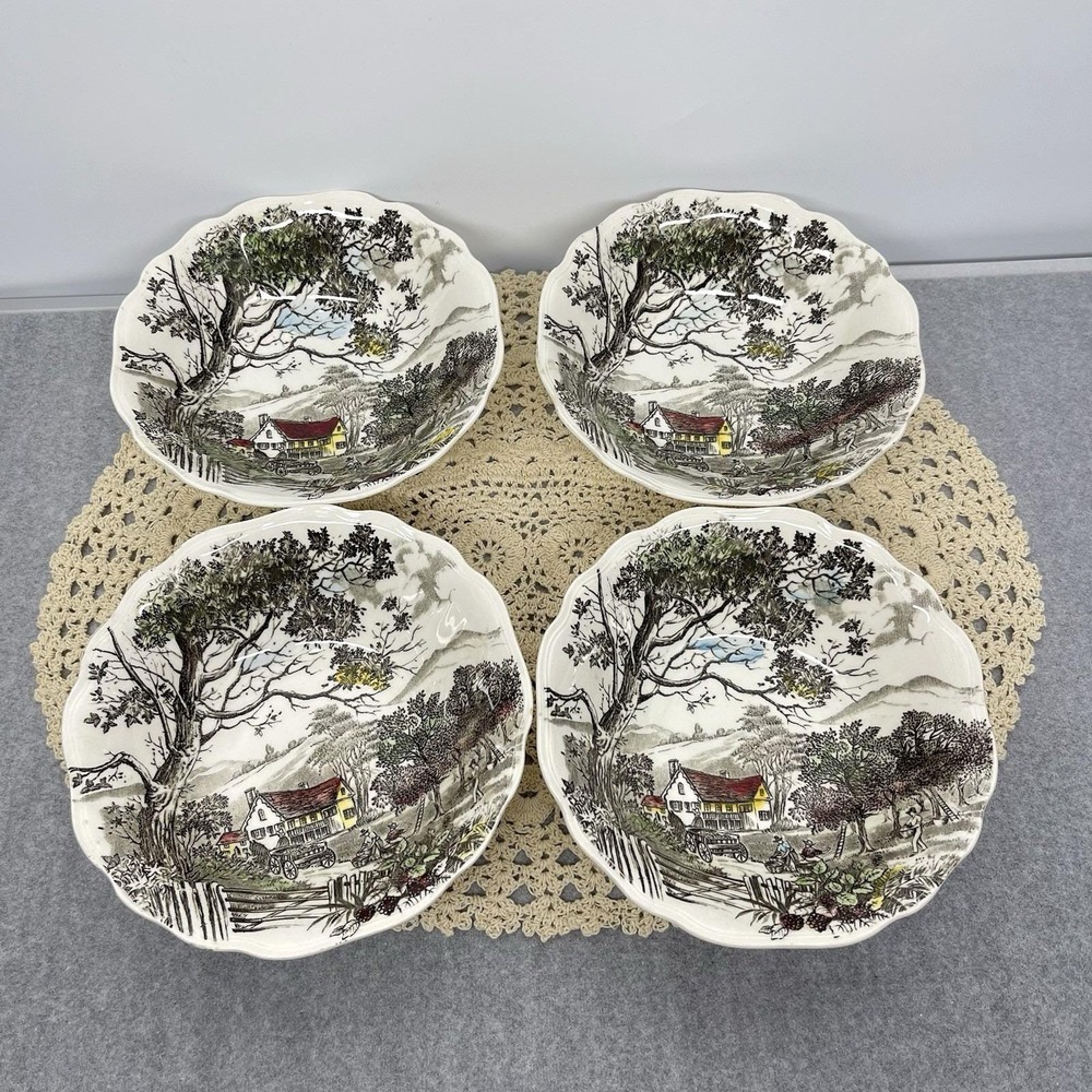 Vintage 1955 J & G Meakin‎ Welcome Home 6.5" Cereal Soup Bowl Set of 4 Retired